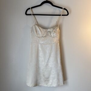Princess Polly Jazelle Satin Mini Slip Dress Ivory Womens Size 2 Coquette Y2K